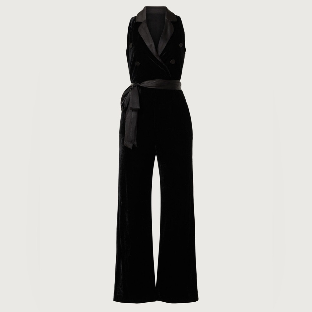 Endless Rose Tuxedo Velvet Jumpsuit,  L